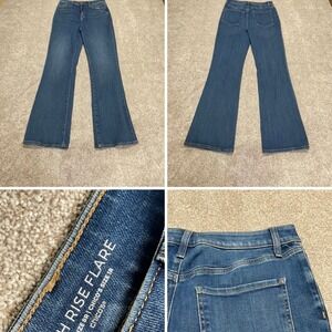 Chico’s womens high rise flare jeans sz 8R blue jeans high waist cowgirl rodeo
